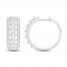 Diamond Hoop Earrings 1-1/2 ct tw Marquise & Round-cut 10K White Gold