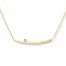 Curved Bar Necklace Diamond Accent 14K Yellow Gold