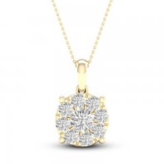 Diamond Halo Necklace 1 ct tw Round-Cut 10K