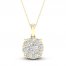 Diamond Halo Necklace 1 ct tw Round-Cut 10K