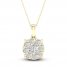 Diamond Halo Necklace 1 ct tw Round-Cut 10K