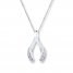 Wishbone Necklace 1/20 ct tw Diamonds Sterling Silver