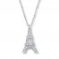 Eiffel Tower Necklace 1/20 ct tw Diamonds 10K White Gold