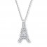 Eiffel Tower Necklace 1/20 ct tw Diamonds 10K White Gold