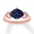 Lab-Created Sapphire Ring 1/20 ct tw Diamonds 10K Rose Gold