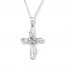 Diamond Cross Necklace 1/10 ct tw Round-cut 10K White Gold