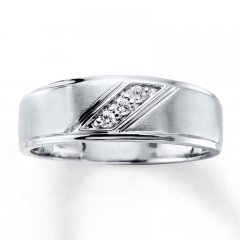 Men's Diamond Wedding Band 1/10 ct tw 10K White Gold