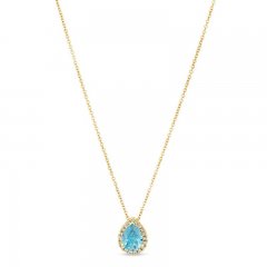 Le Vian Aquamarine & Diamond Necklace 1/8 ct tw 14K Honey Gold 18"