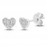 Diamond Heart Stud Earrings 1/5 ct tw Round & Baguette Sterling Silver