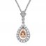 Morganite & White Topaz Necklace Sterling Silver/10K Rose Gold