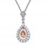 Morganite & White Topaz Necklace Sterling Silver/10K Rose Gold