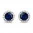 Blue Sapphire Earrings 1/10 ct tw Diamonds 10K White Gold