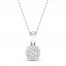 Diamond Halo Necklace 1/10 ct tw Round-Cut 10K White Gold 18"