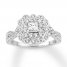 Diamond Engagement Ring 1 ct tw Princess/Round 14K White Gold