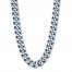 Men's Curb Chain Necklace Stainless Steel/Blue Ion-Plating 24"