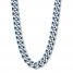 Men's Curb Chain Necklace Stainless Steel/Blue Ion-Plating 24"