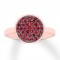 Lab-Created Ruby Disc Ring Pave-set 10K Rose Gold