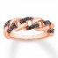 Black Diamond Chain Ring 1/4 ct tw Round-cut 10K Rose Gold