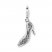 High Heel Shoe Charm White Enamel & Crystals Sterling Silver
