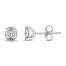 Diamond Solitaire Earrings 1/10 ct tw Round-cut Sterling Silver