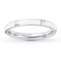 Stackable Ring White Enamel Sterling Silver