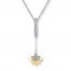 Lotus Necklace 1/20 ct tw Diamonds Sterling Silver/10K Gold