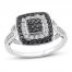 Black & White Diamond Ring 5/8 ct tw Round-cut Sterling Silver