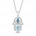 Blue Topaz & White Lab-Created Sapphire Hamsa Necklace Sterling Silver 18"