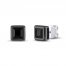 Men's Black Sapphire Square Stud Earrings Sterling Silver