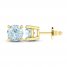 Aquamarine Solitaire Earrings 10K Yellow Gold