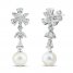 Cultured Pearl & White Lab-Created Sapphire Earrings Sterling Silver