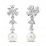 Cultured Pearl & White Lab-Created Sapphire Earrings Sterling Silver