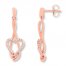 Diamond Heart Earrings 1/8 ct tw Round-cut 10K Rose Gold