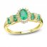 Emerald Ring 1/10 ct tw Diamonds 10K Yellow Gold