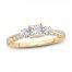 Three-Stone Diamond Engagement Ring 1 ct tw Princess/Round-Cut 14K Yellow Gold