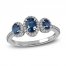 Sapphire & Diamond Ring 1/5 ct tw Round-cut 10K White Gold