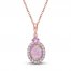 Pink Lab-Created Opal, Pink & White Lab-Created Sapphire Necklace 10K Rose Gold 18"
