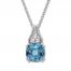 Cushion-Cut Blue Topaz Necklace White Topaz Sterling Silver