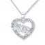 "Sister" Heart Necklace 1/20 ct tw Diamonds Sterling Silver