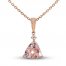 Morganite & Diamond Accent Necklace 10K Rose Gold 18"