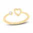 Diamond Accent Heart Cuff Ring Round-cut 10K Yellow Gold