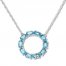Blue Topaz Circle Necklace Sterling Silver