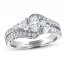 Adrianna Papell Diamond Engagement Ring 1-1/8 ct tw Oval/Marquise/Round 14K White Gold