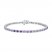 Vibrant Shades Tanzanite, Amethyst, White Lab-Created Sapphire Bracelet Round-Cut Sterling Silver 7.25"