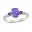 Lavender Lab-Created Opal/White Lab-Created Sapphire/Amethyst Ring Sterling Silver