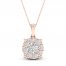 Diamond Halo Necklace 1 ct tw Round-Cut 10K