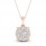 Diamond Halo Necklace 1 ct tw Round-Cut 10K