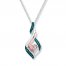 Blue/White Diamond Necklace 1/6 ct tw Sterling Silver