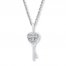 Key Necklace Diamond Accents 10K White Gold