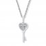 Key Necklace Diamond Accents 10K White Gold